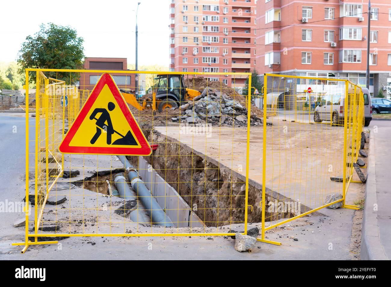 sign tube dig construction system water pipe trench work underground ...