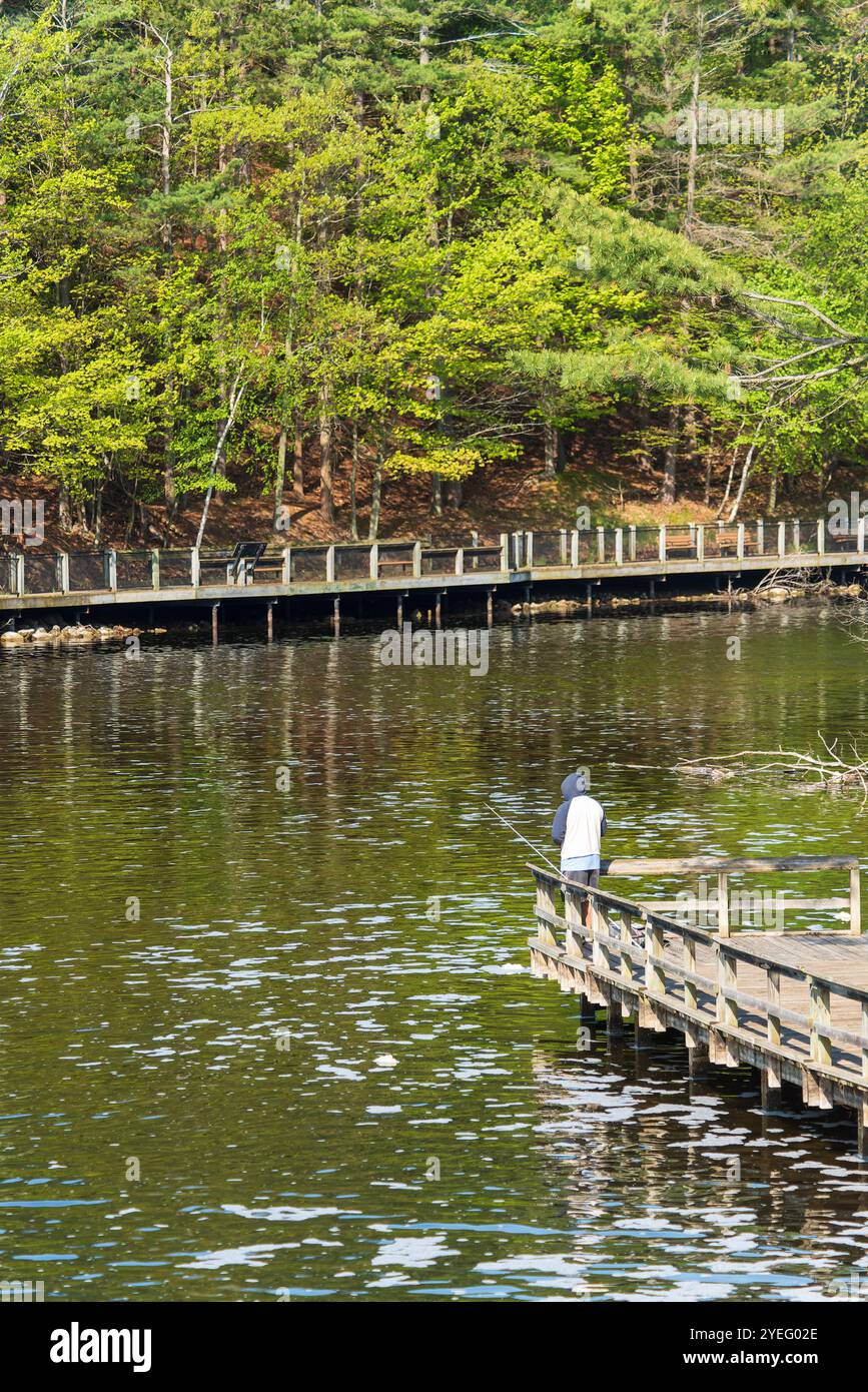 Ludington, MI - May 21, 2022: Person Fishing Big Sable River at the ...
