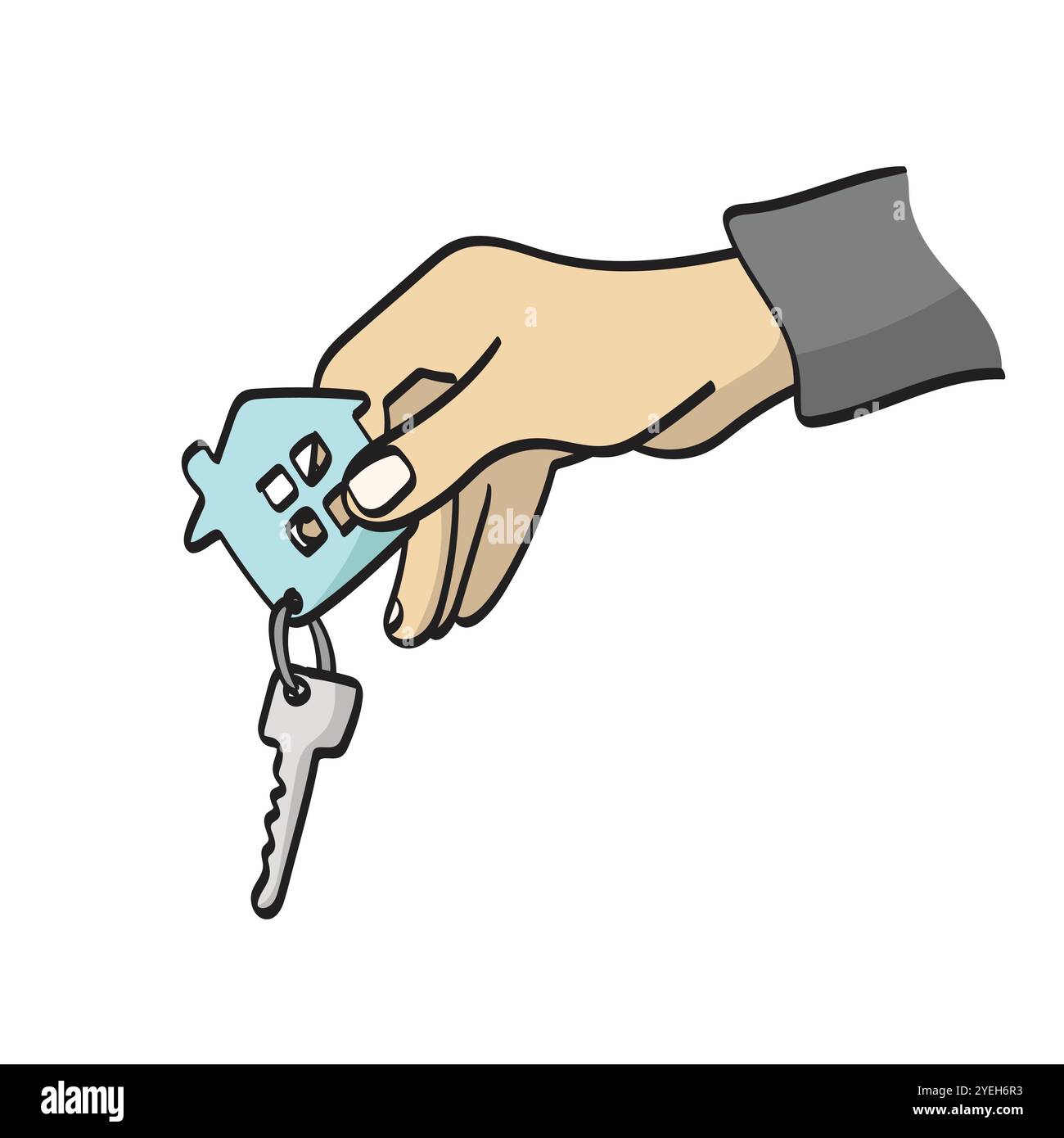 hand holding house key illustration vector isolated on white background ...