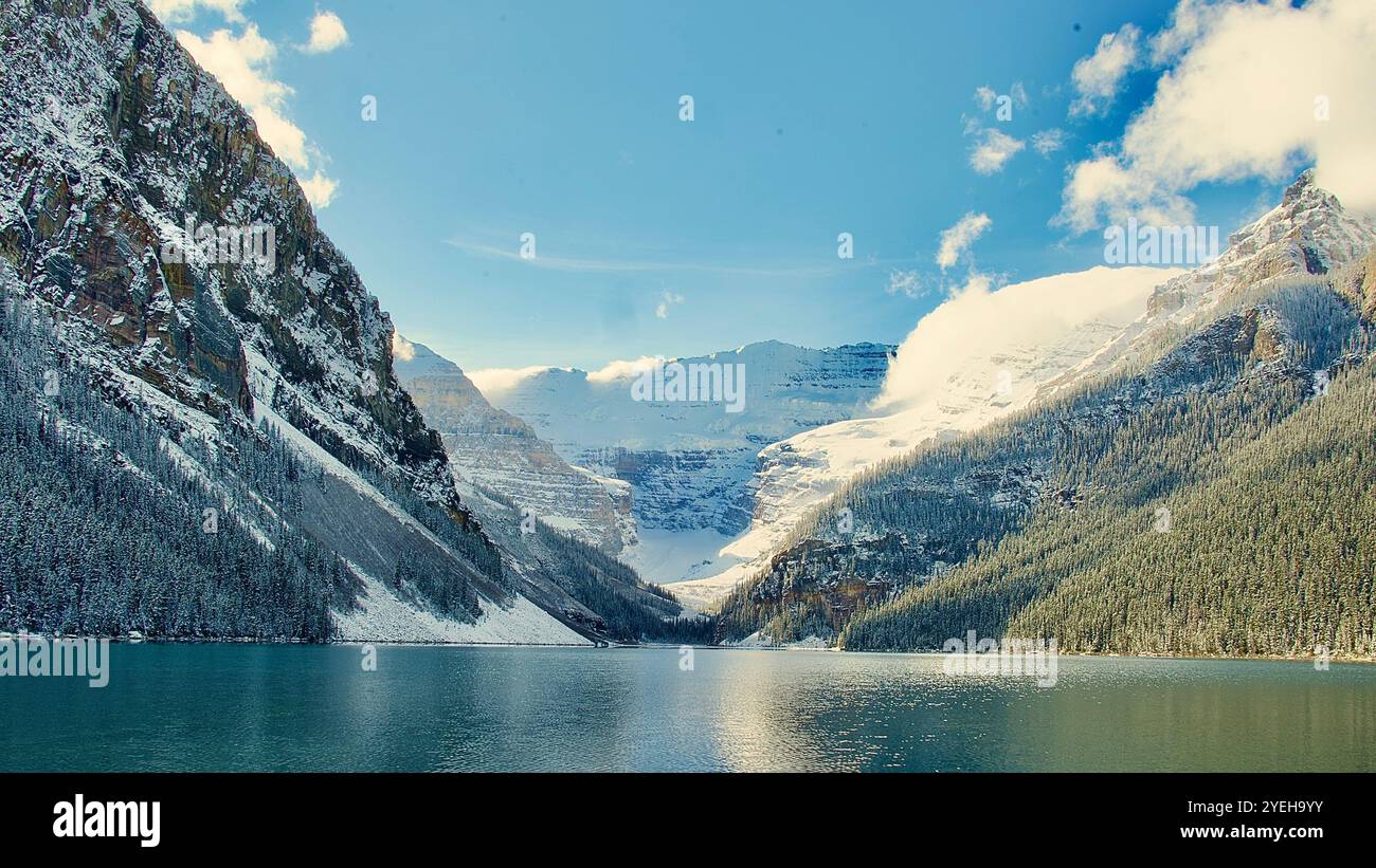 Lake Louise after first snowfall Stock Photo - Alamy