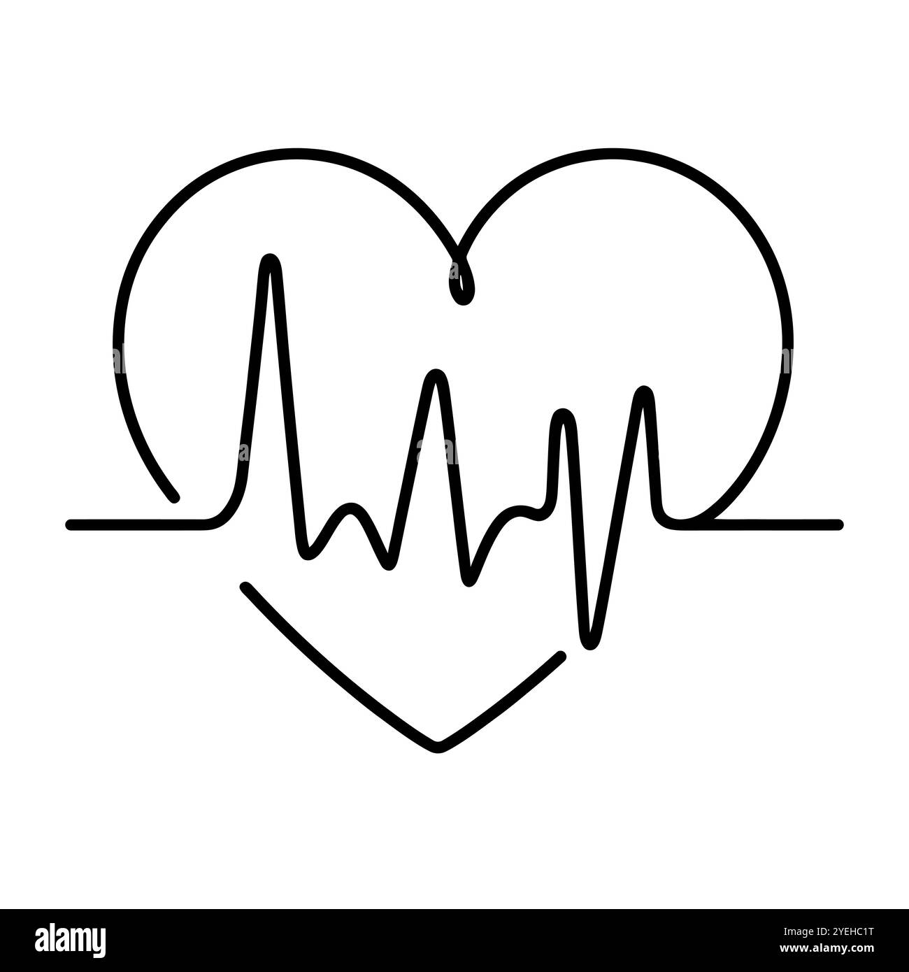 Heart with heartbeat icon. Line drawing of pulse. Vector illustration ...