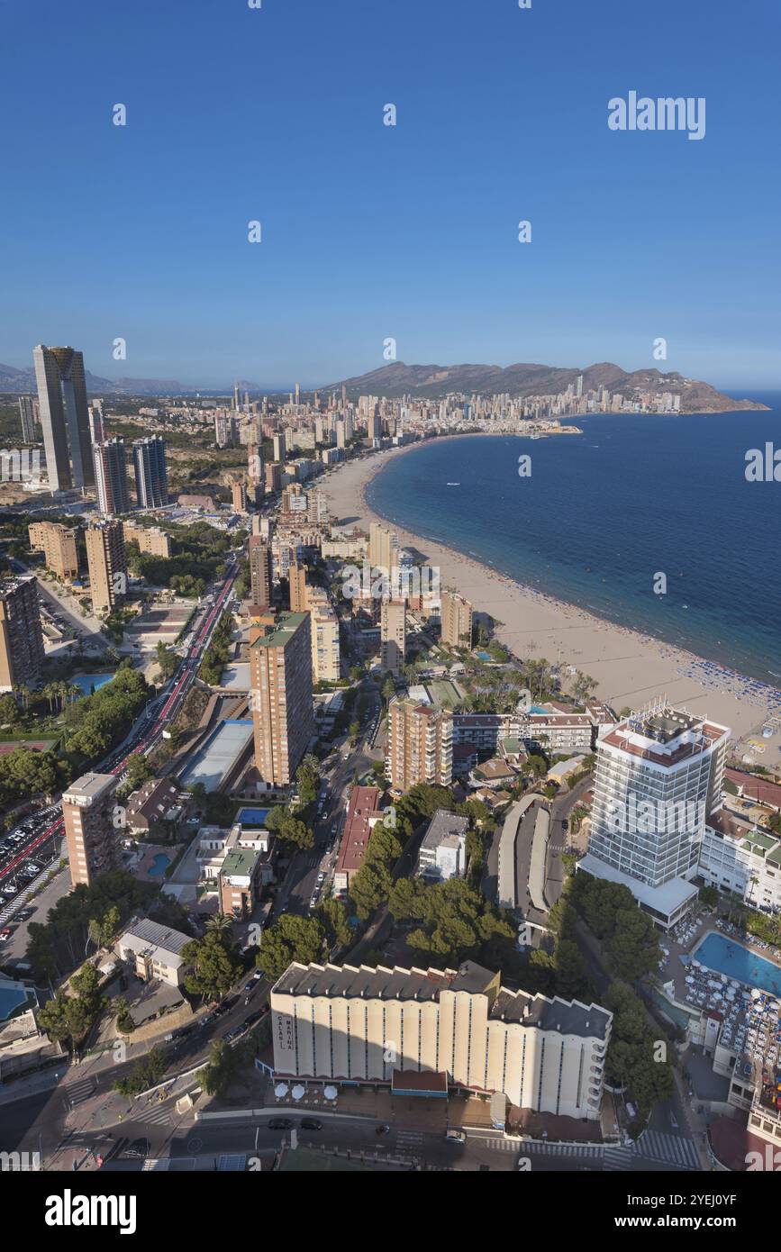 Aerial view of Benidorm city skyline, in Alicante province, Spain, Europe Stock Photo