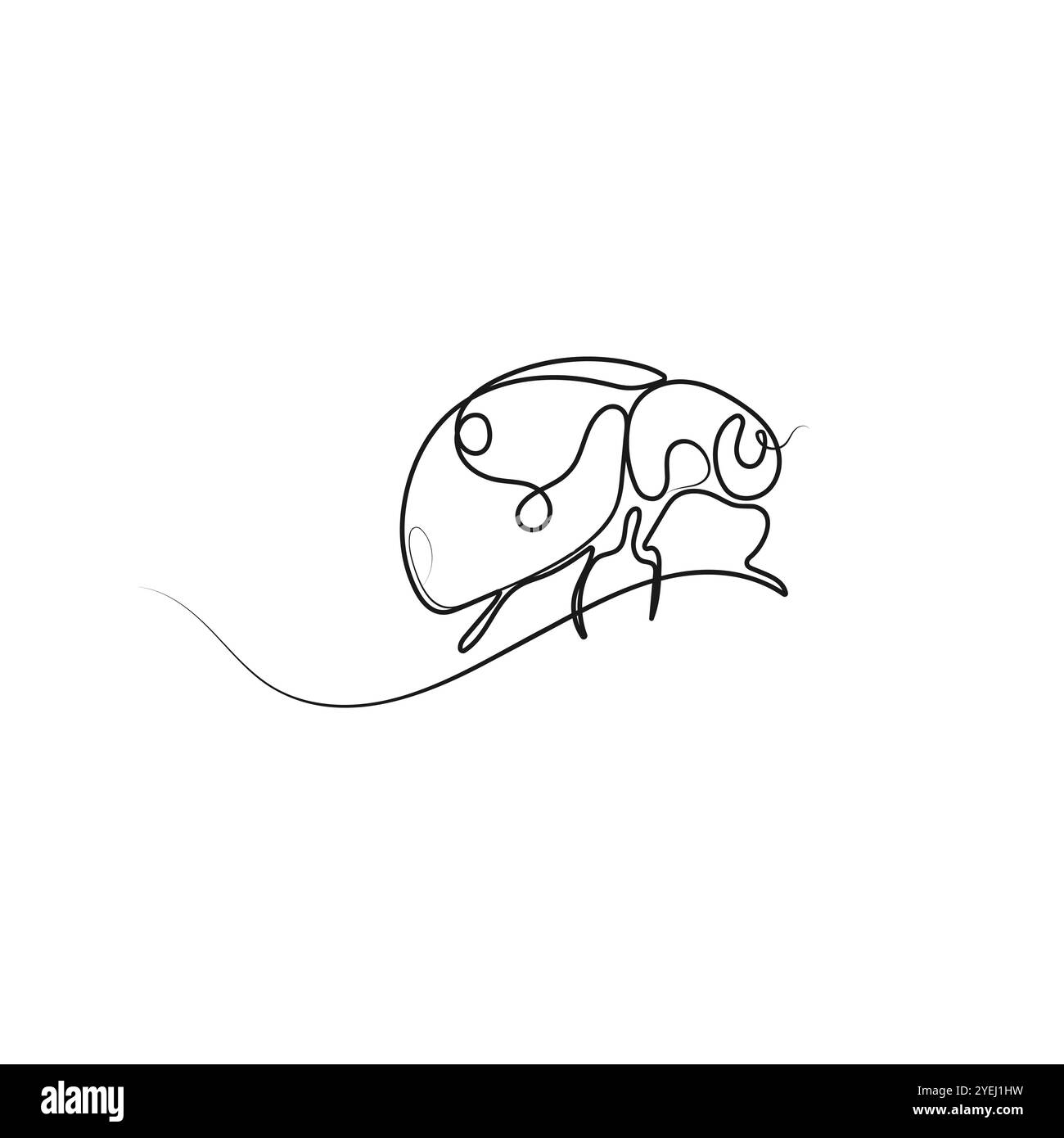 Ladybug in one line art drawing style. Spring vector illustration Stock ...