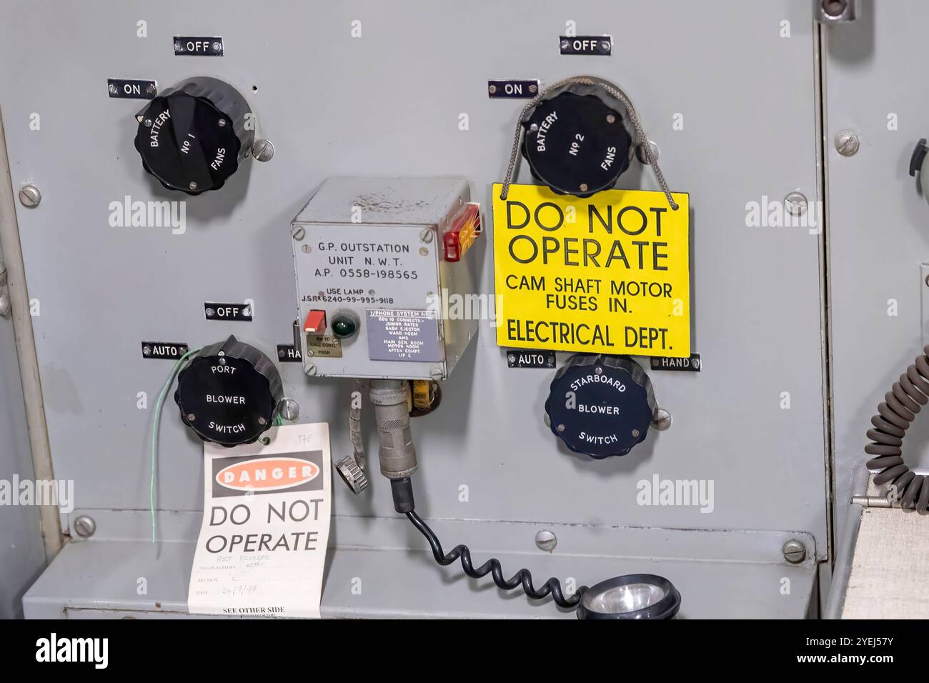 This photograph provides a detailed view of a control panel in a ... image.