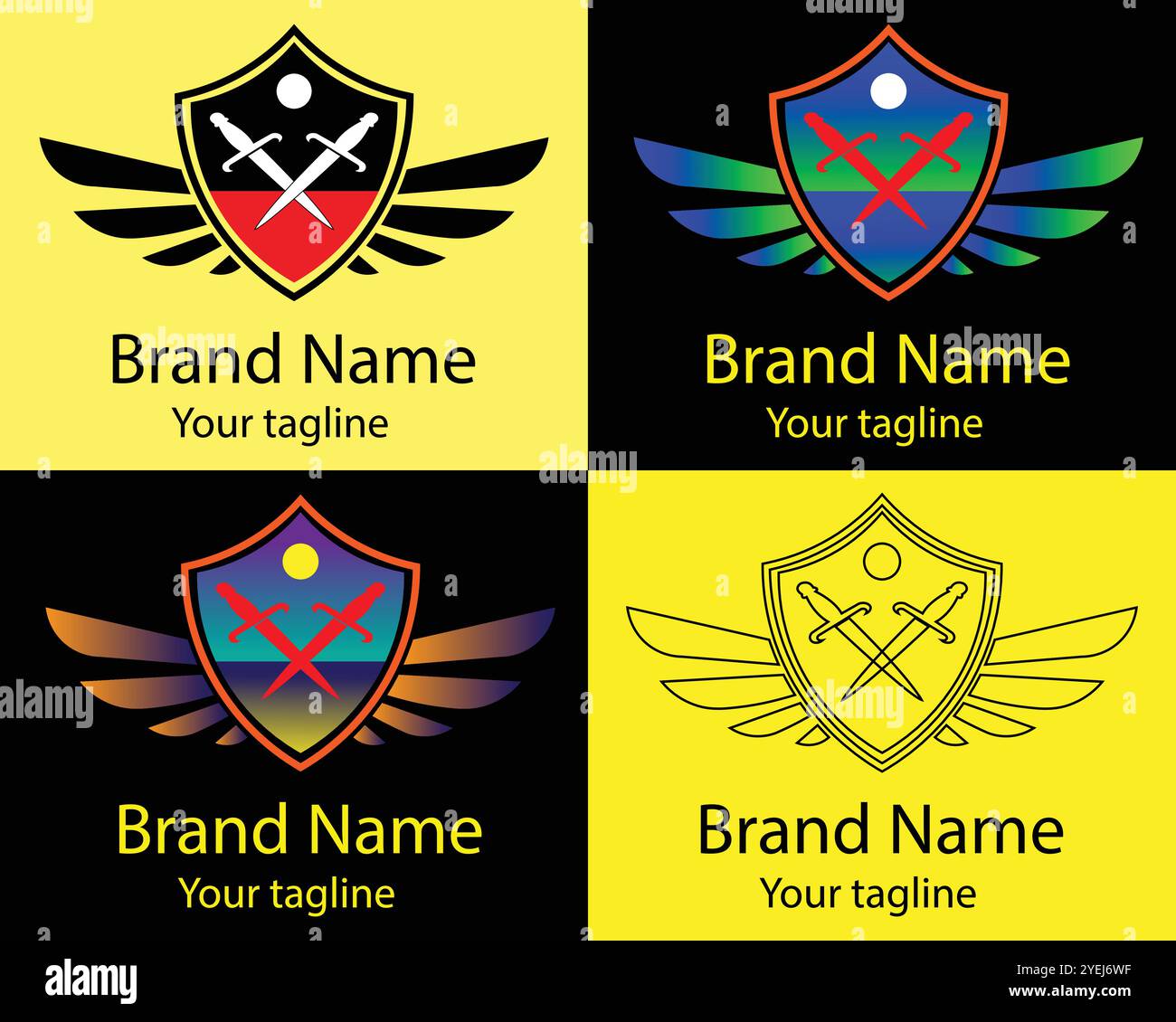 Four different shapes of a logo design for business companies Stock ...