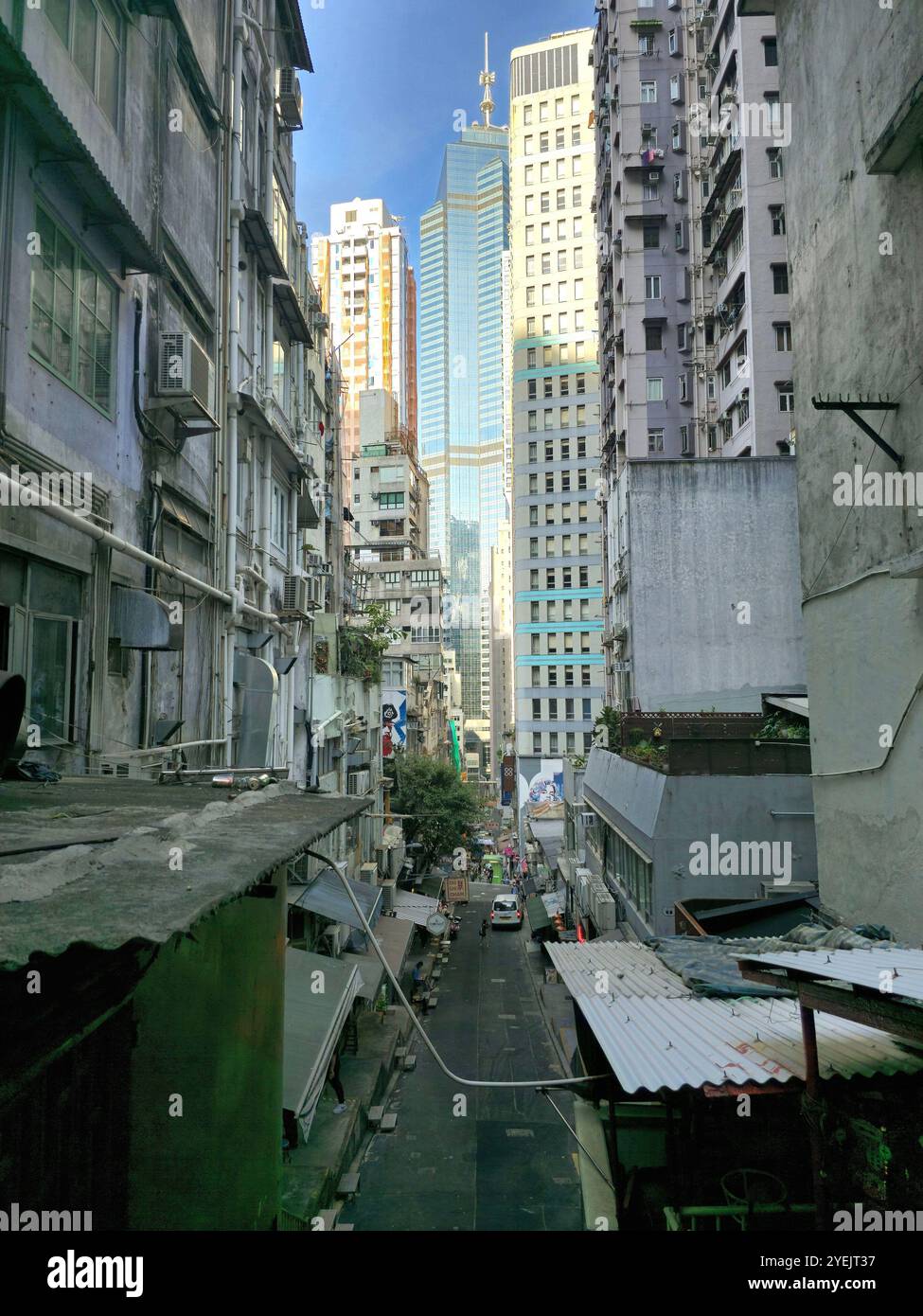 The Center skyscraper seen from Peel street in Central, Hong Kong. - Smartphone Captured Stock Image