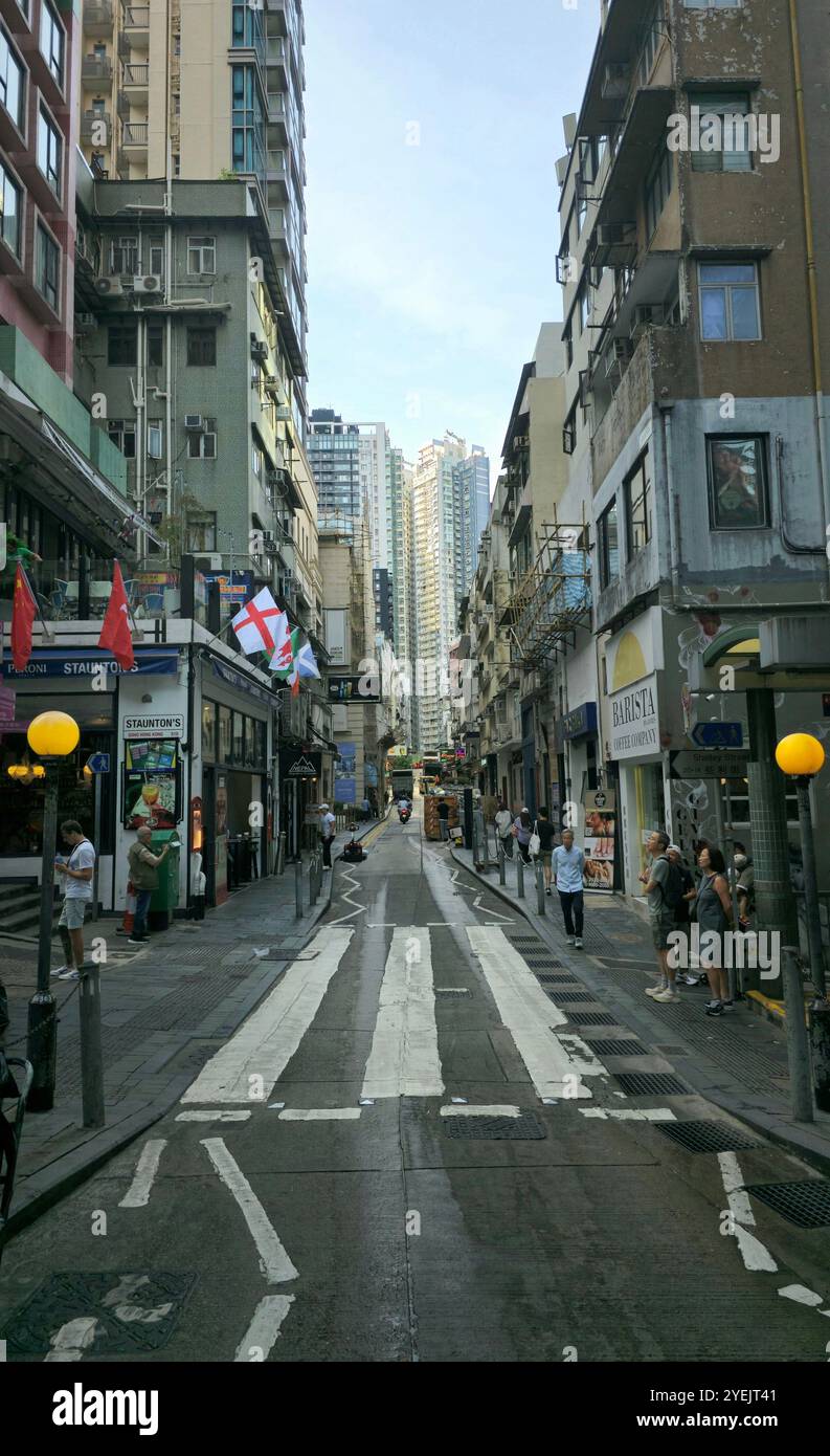 A view of Staunton street in Soho, Hong Kong. - Smartphone Captured Stock Image