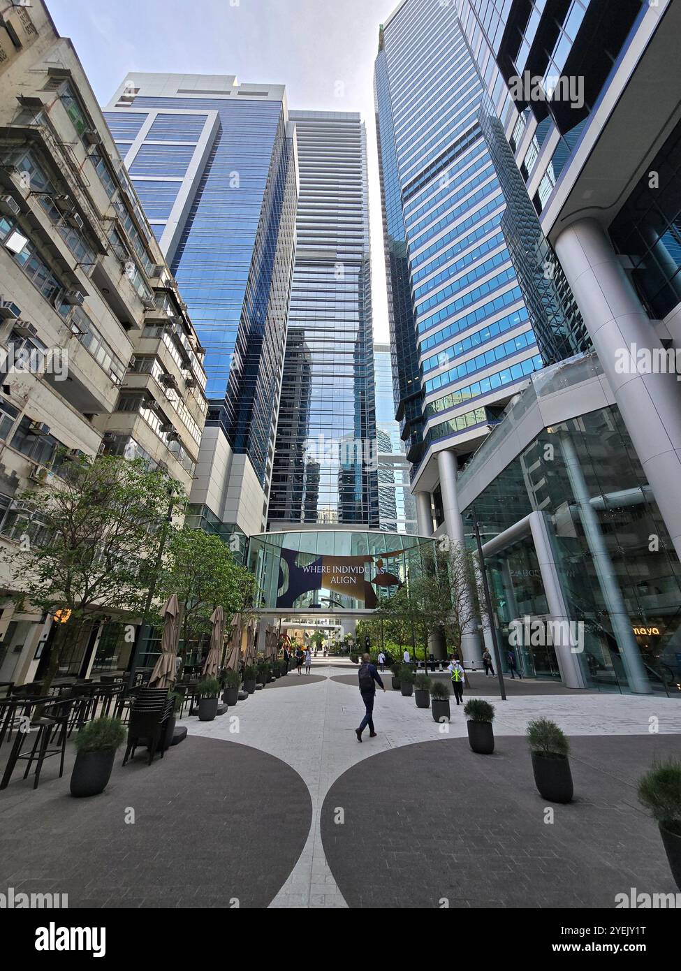 Modern skyscrapers replacing old buildings in Quarry Bay, Hong Kong. - Smartphone Captured Stock Image