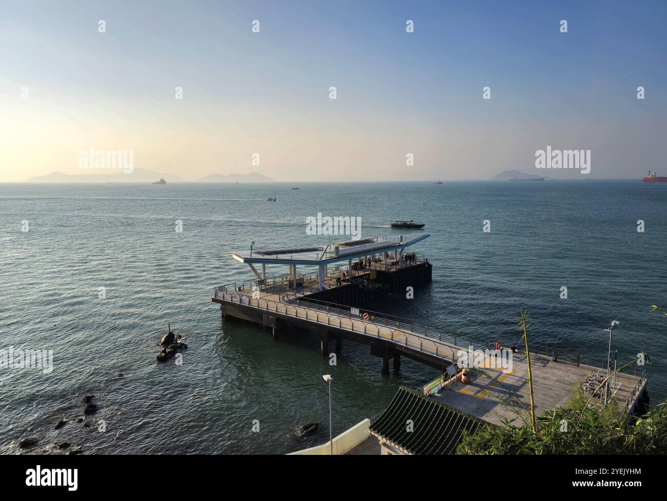 The new ferry pier in Pak Kok village, Lamma Island, Hong Kong. - Smartphone Captured Stock Image