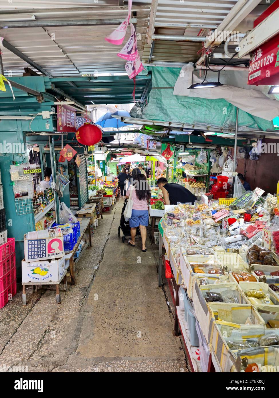 A colorful market along Graham street in Central, Hong Kong. - Smartphone Captured Stock Image