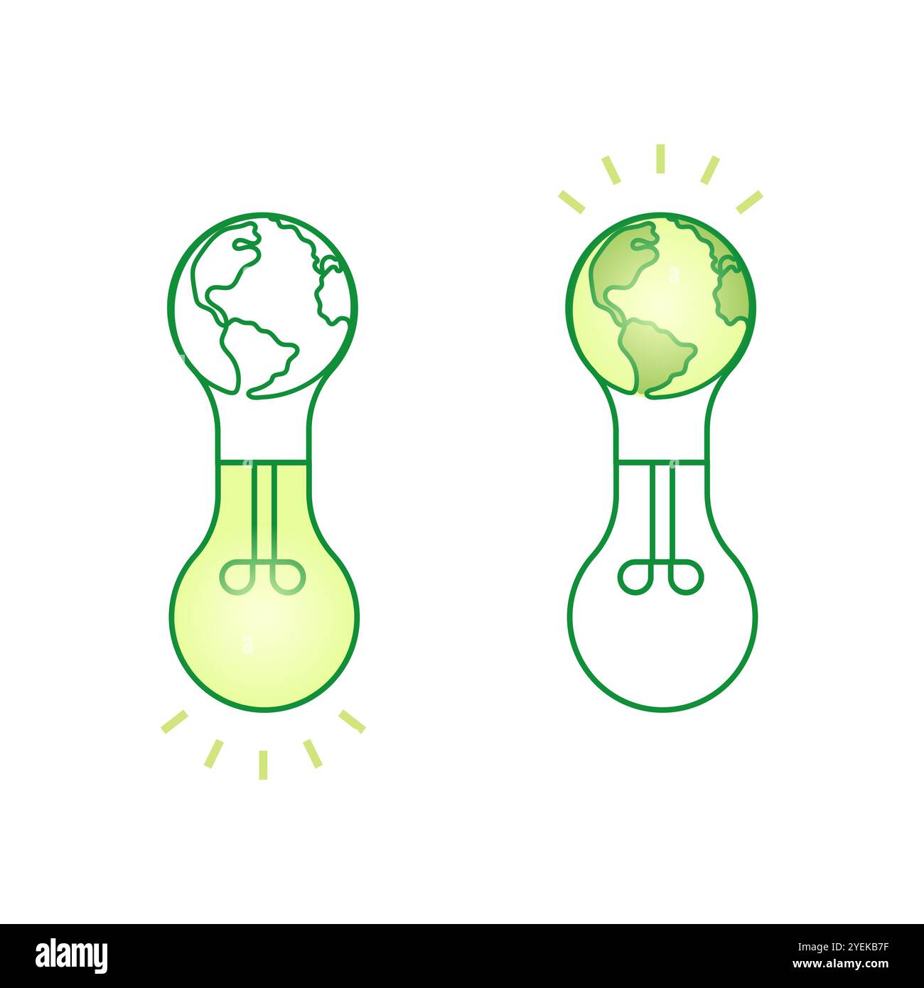 Light bulb with planet earth inside. Earth Day, hour. Energy saving. Vector illustration. Stock Vector