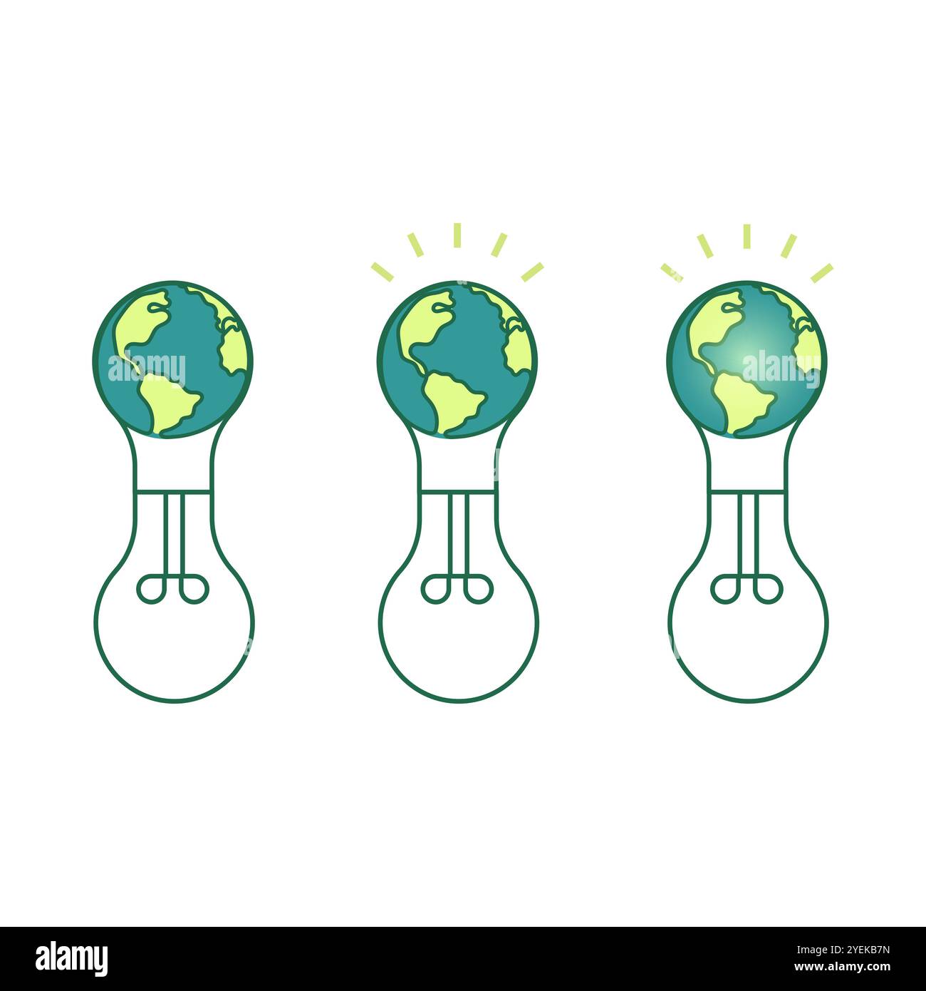 Light bulb with planet earth inside. Earth Day, hour. Energy saving concept. Vector illustration. Stock Vector