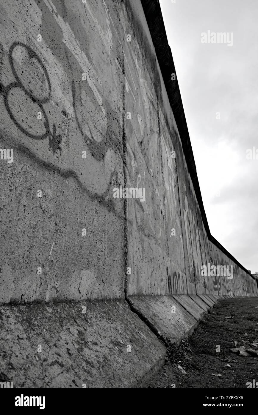 Original section of the Berlin wall in monochrome Stock Photo