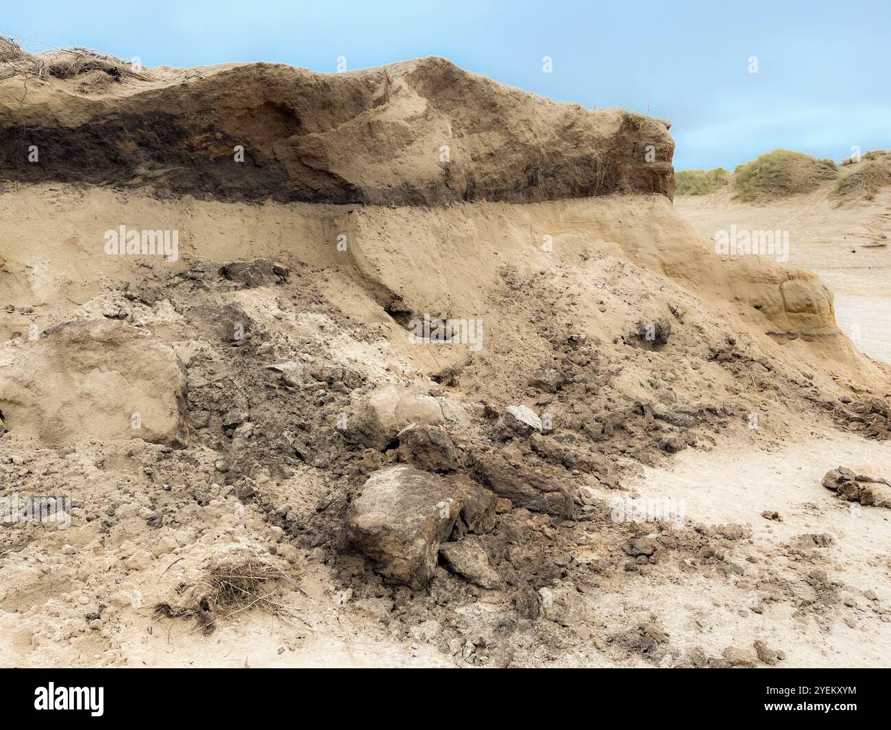 Sand Dune Erosion at Formby Mersyside UK - Smartphone Captured Stock Image
