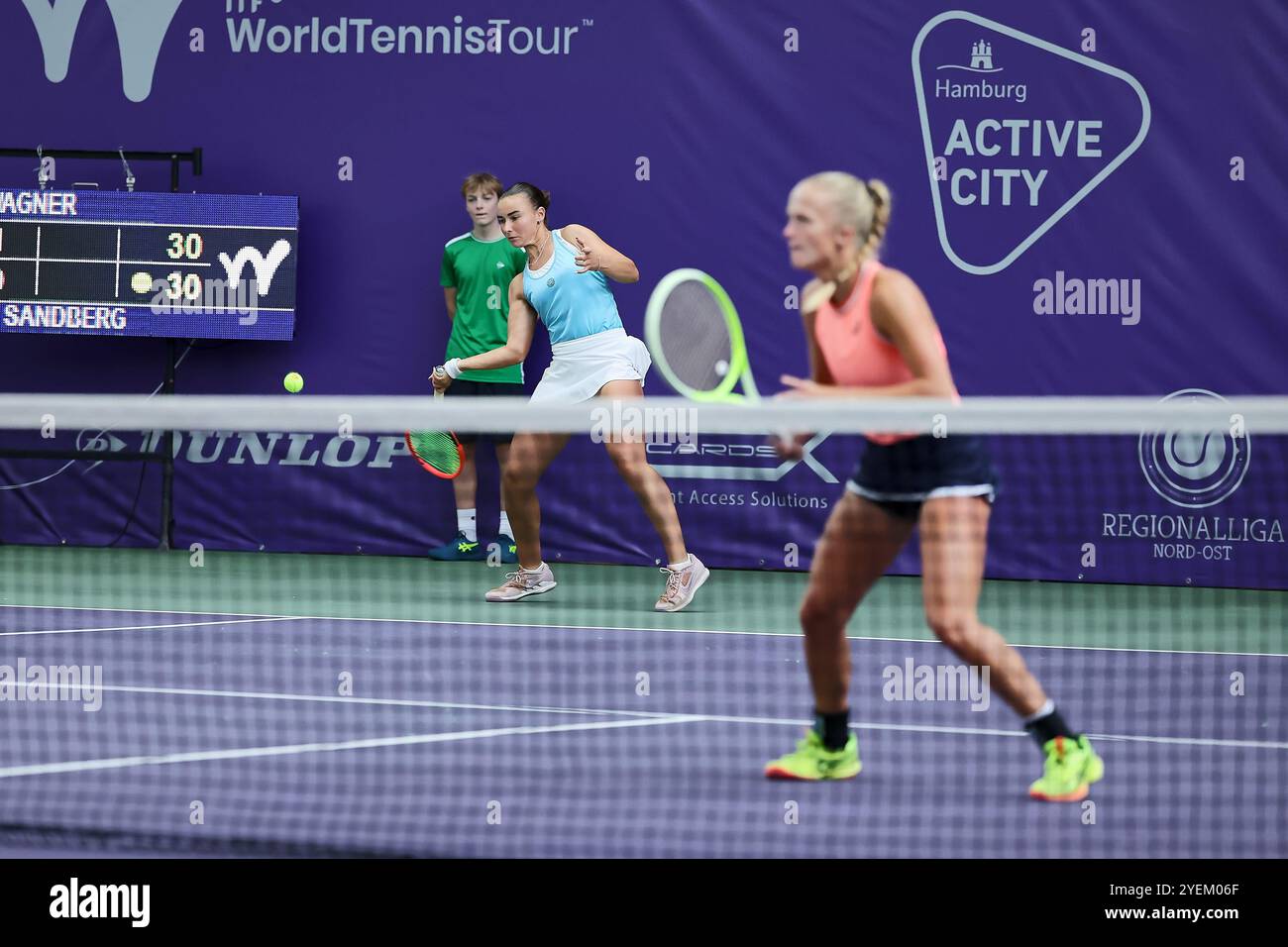 Hamburg, Hamburg, Germany. 31st Oct, 2024. Laura Boehner of Germany, returns with forehand during the Hamburg Henssler at Home Ladies Cup - Womens Tennis, ITF World Tennis Tour (Credit Image: © Mathias Schulz/ZUMA Press Wire) EDITORIAL USAGE ONLY! Not for Commercial USAGE! Stock Photo