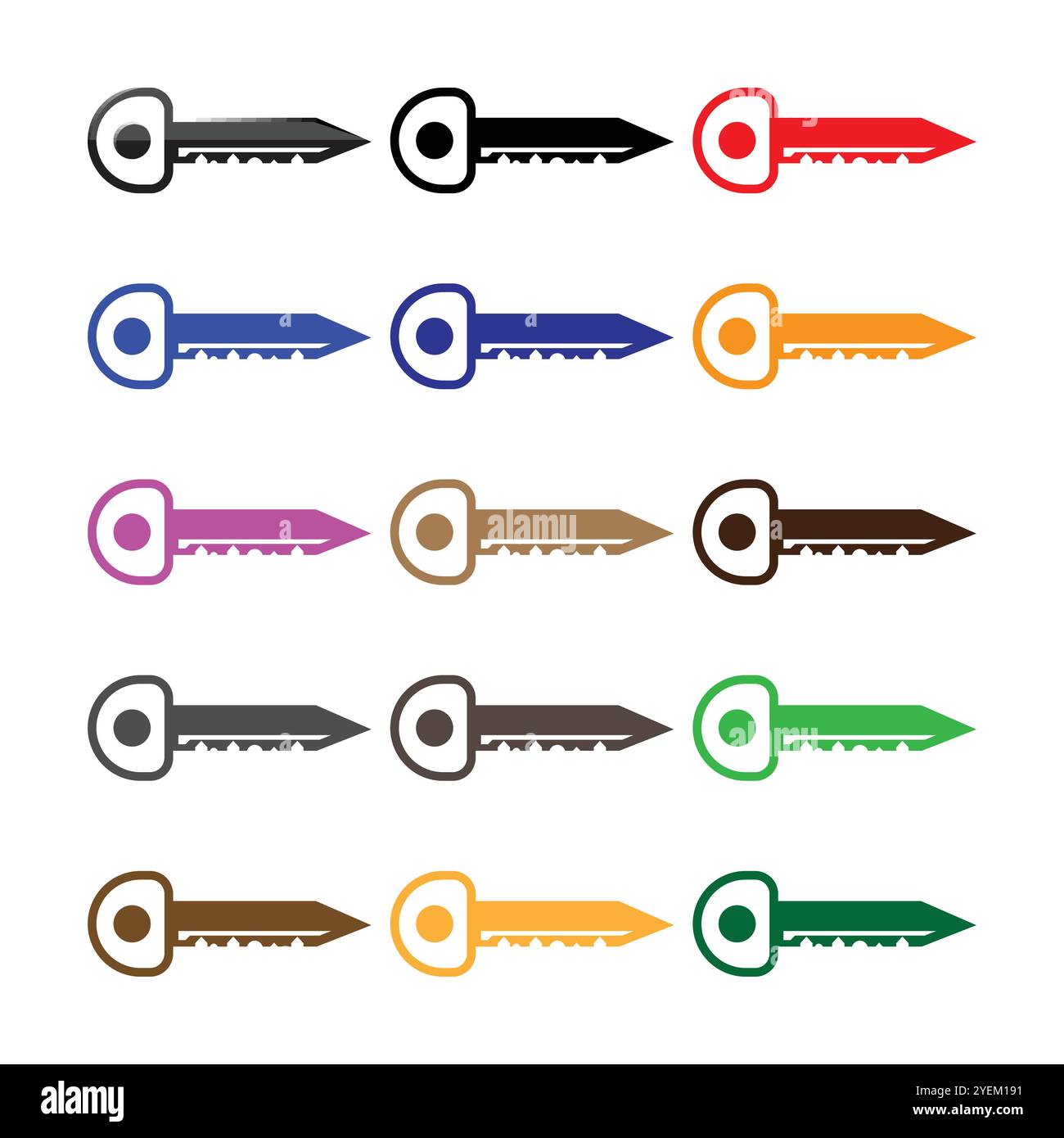 Set Of Colourful Vector Of Keys Isolated On White Background Stock Vector