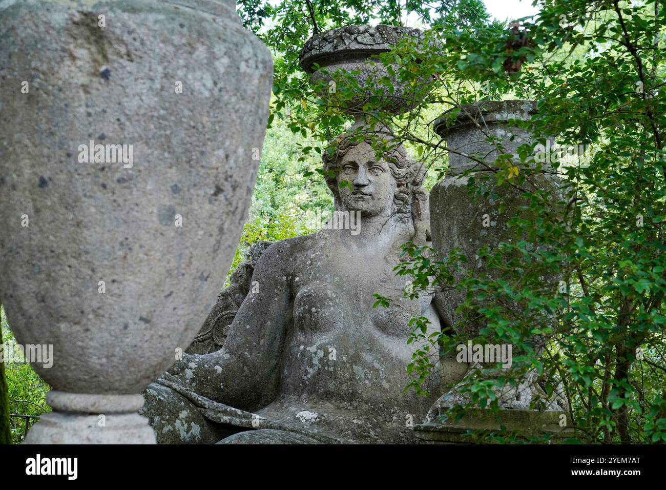 Sacro Bosco,Sacred Forest,Park of the Monsters,Parco dei Mostri,Grotesque,Monumental sculptures,Ancient architecture,City of Bomarzo Stock Photo