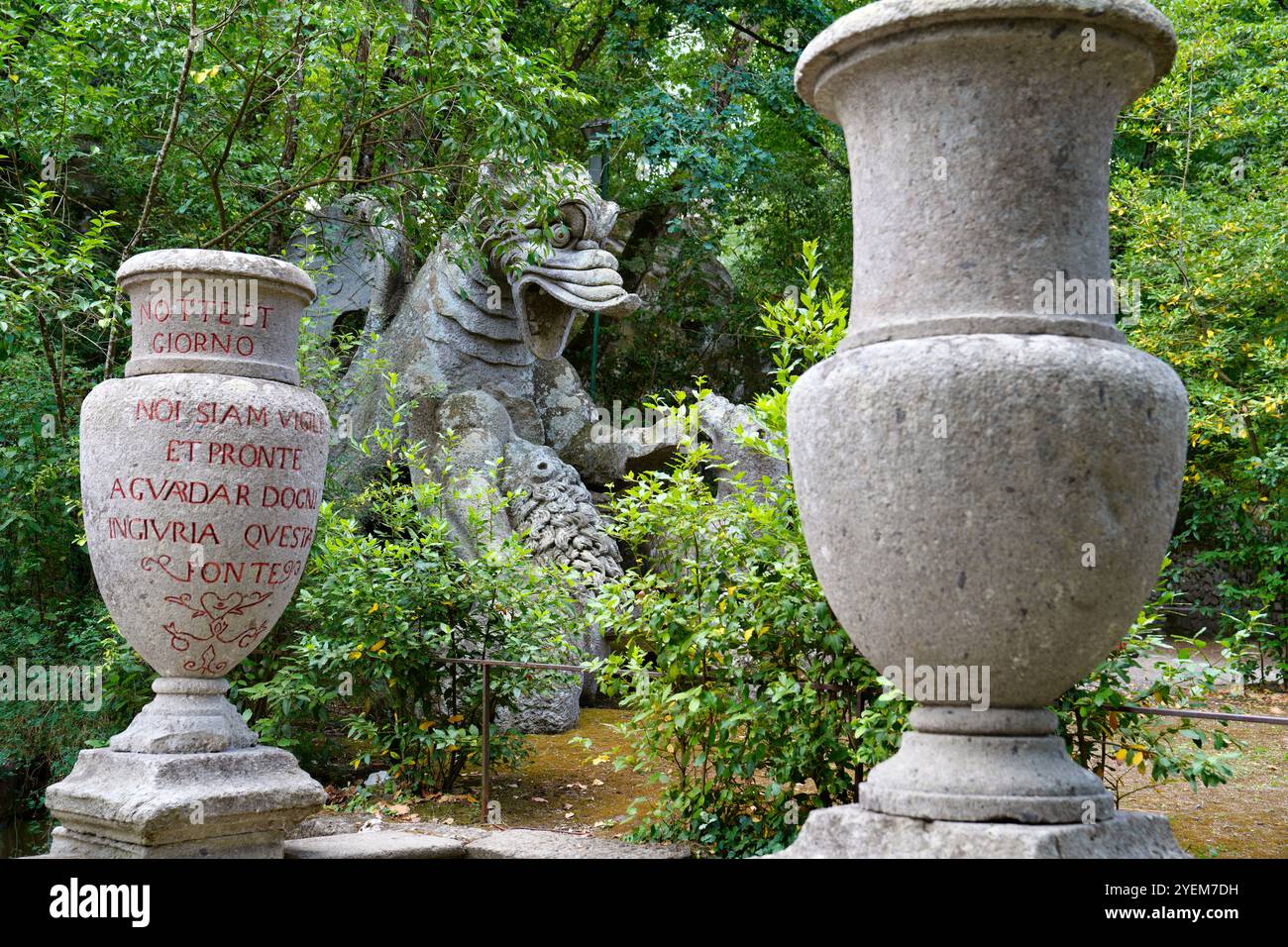 Greek vases,Sacro Bosco ,Parco dei Mostri,Groteske,Monumentalskulpturen, Stock Photo