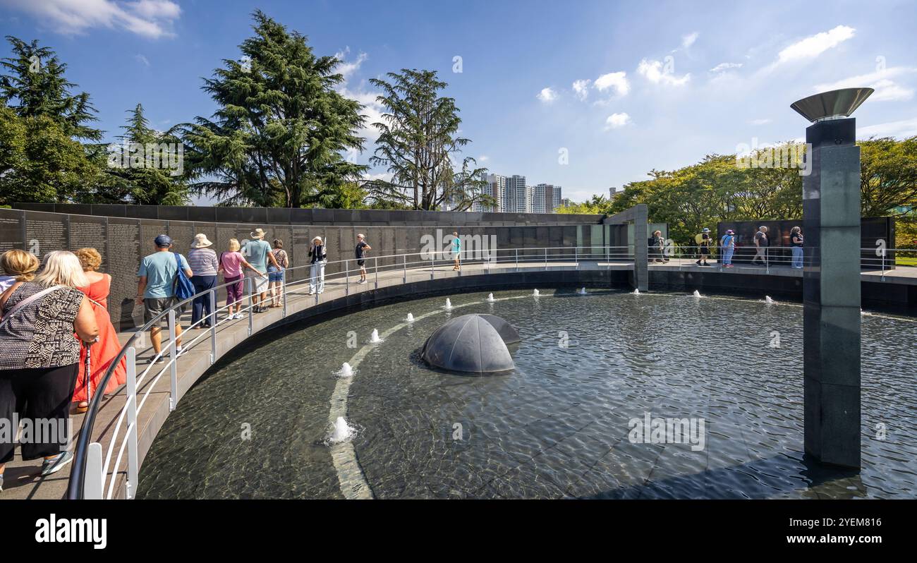 The Wall of Remembrance at the UN Memorial Cemetery in  Busan, Korea on 1 Ocotber 2024 Stock Photo