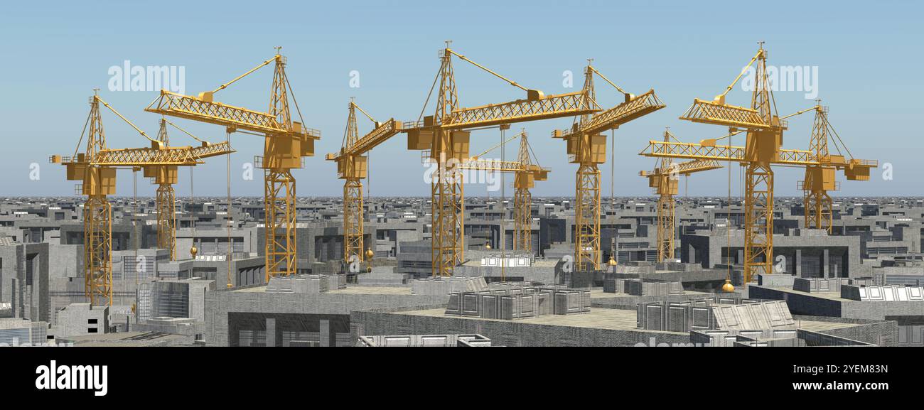 Construction cranes in a big city Stock Photo - Alamy