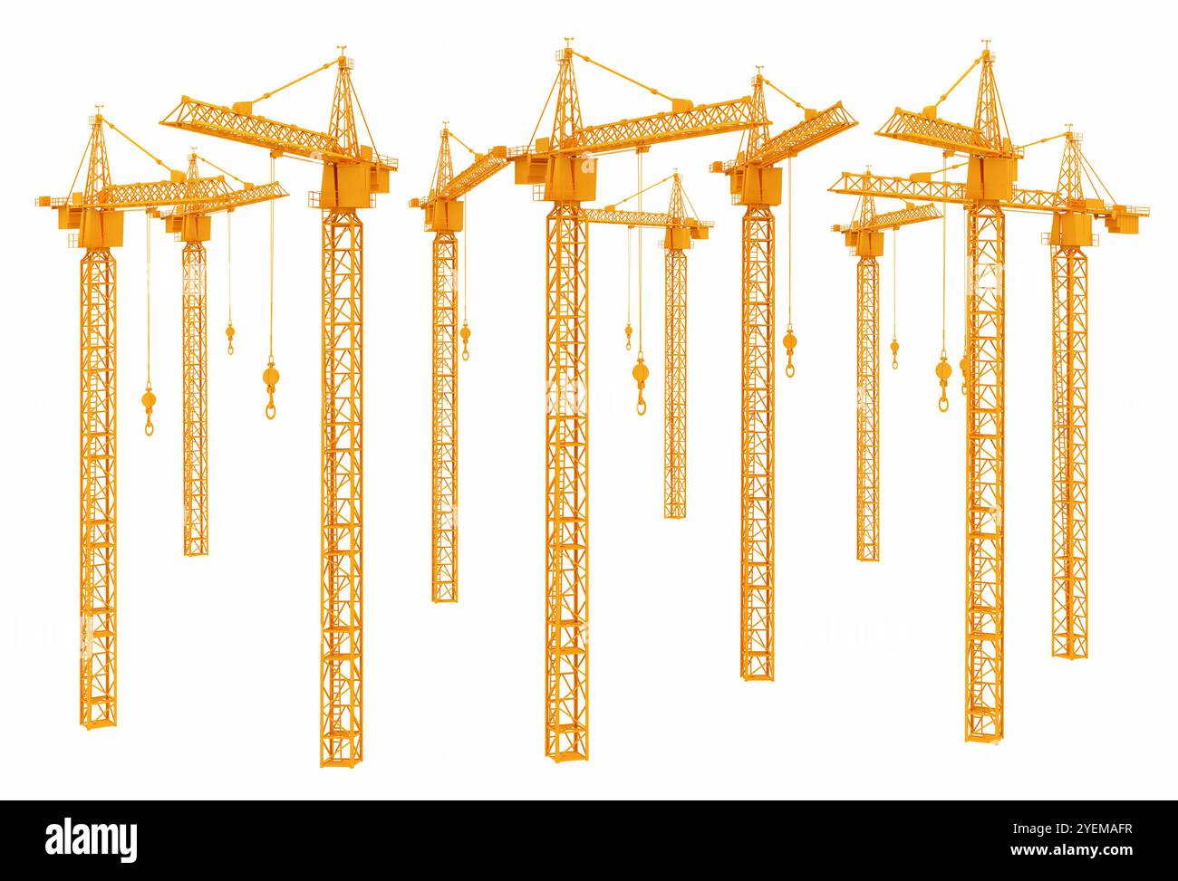 Construction cranes isolated on white background Stock Photo - Alamy