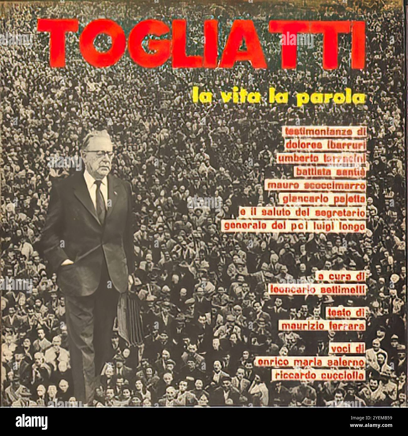 Palmiro Togliatti - La Vita E La Parola - Voci Di Enrico Maria Salerno & Riccardo Cucciolla - Original Italian Vinyl Cover Stock Photo