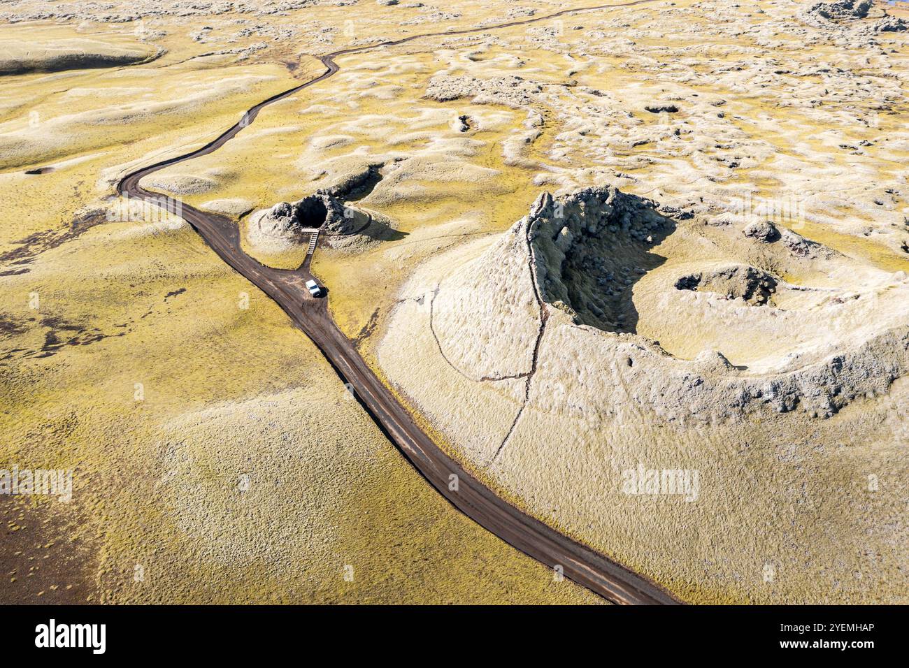 Single crater of the Laki crater row, top down view, viewing platform ...