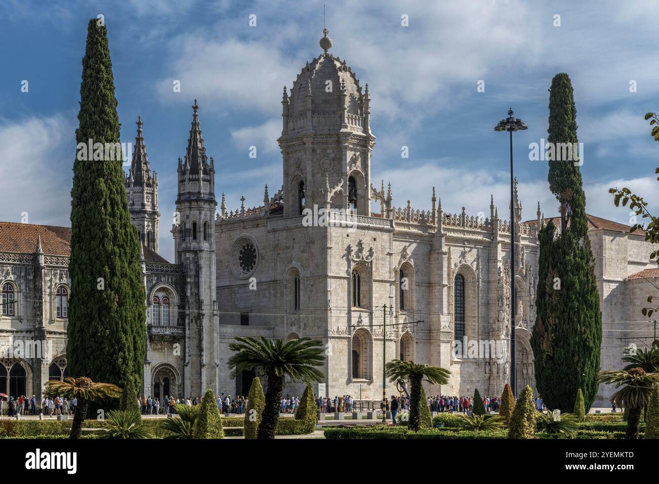 View of the exterior facade of the famous and emblematic Jerónimos ...