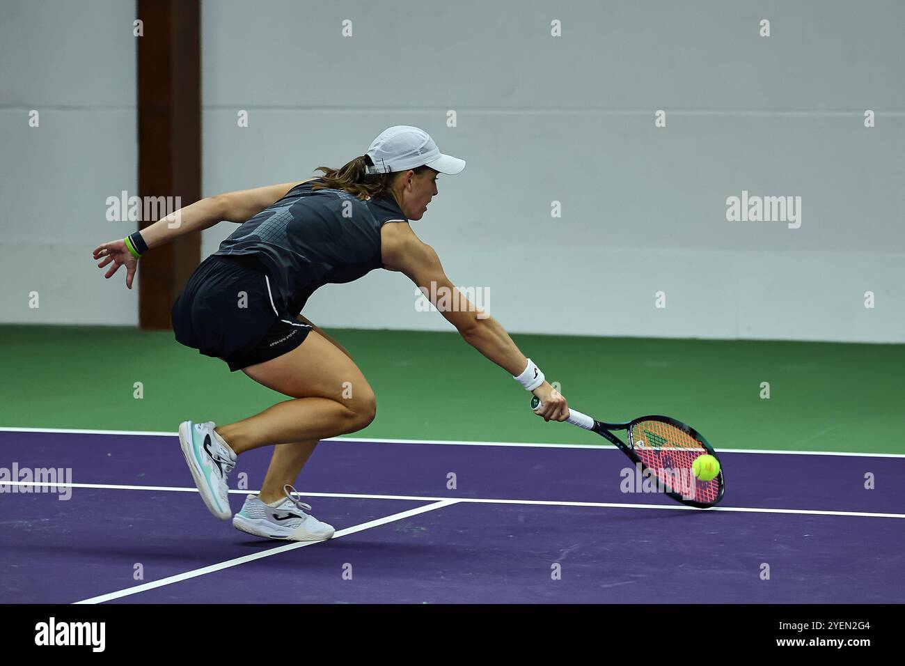 Hamburg, Hamburg, Germany. 31st Oct, 2024. Kaitlin Quevedo of Spain, returns with backhand during the Hamburg Henssler at Home Ladies Cup - Womens Tennis, ITF World Tennis Tour (Credit Image: © Mathias Schulz/ZUMA Press Wire) EDITORIAL USAGE ONLY! Not for Commercial USAGE! Stock Photo
