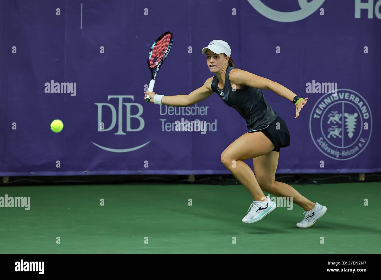 Hamburg, Hamburg, Germany. 31st Oct, 2024. Kaitlin Quevedo of Spain, returns with forehand during the Hamburg Henssler at Home Ladies Cup - Womens Tennis, ITF World Tennis Tour (Credit Image: © Mathias Schulz/ZUMA Press Wire) EDITORIAL USAGE ONLY! Not for Commercial USAGE! Stock Photo