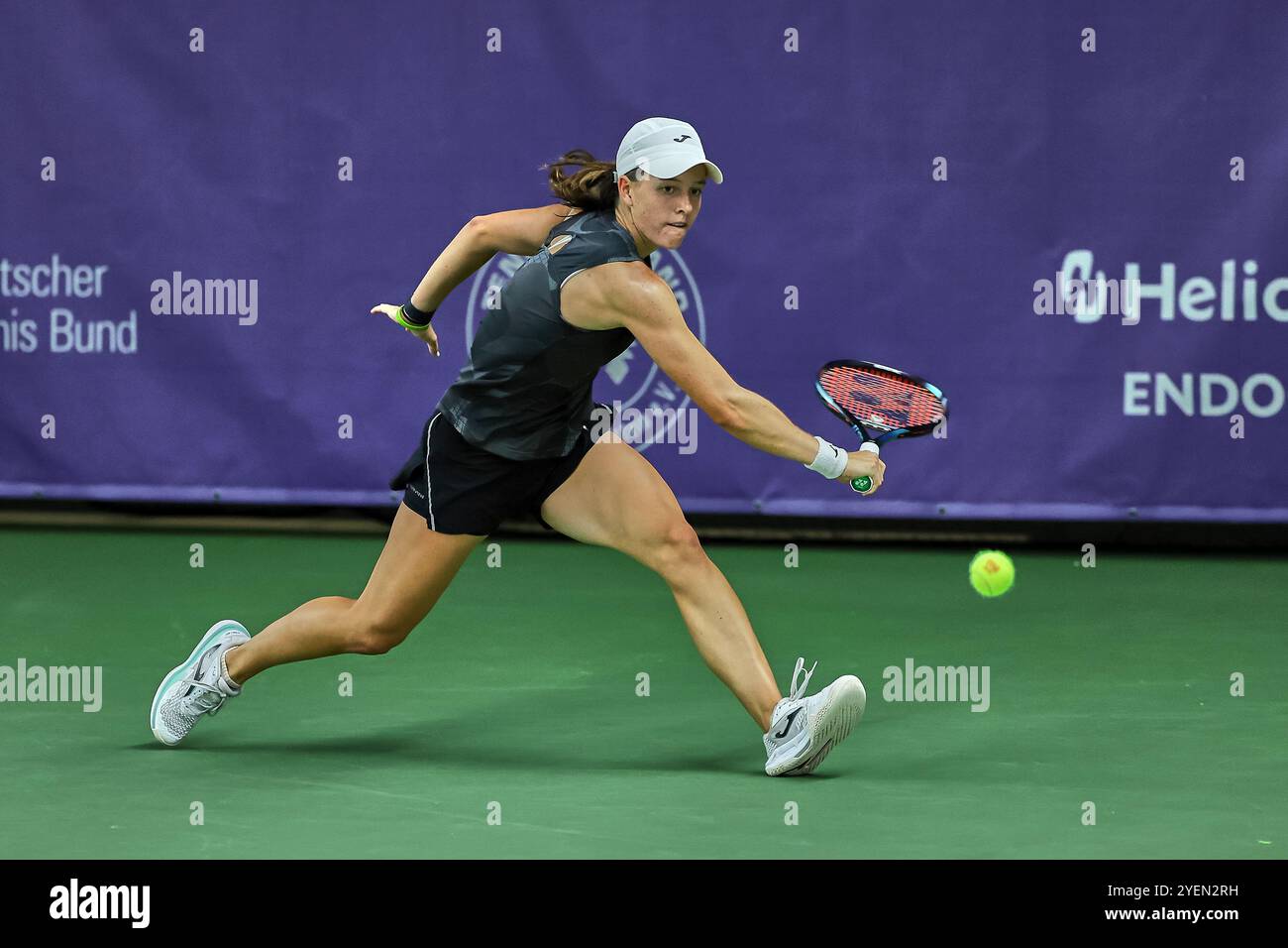 Hamburg, Hamburg, Germany. 31st Oct, 2024. Kaitlin Quevedo of Spain, returns with backhand during the Hamburg Henssler at Home Ladies Cup - Womens Tennis, ITF World Tennis Tour (Credit Image: © Mathias Schulz/ZUMA Press Wire) EDITORIAL USAGE ONLY! Not for Commercial USAGE! Stock Photo