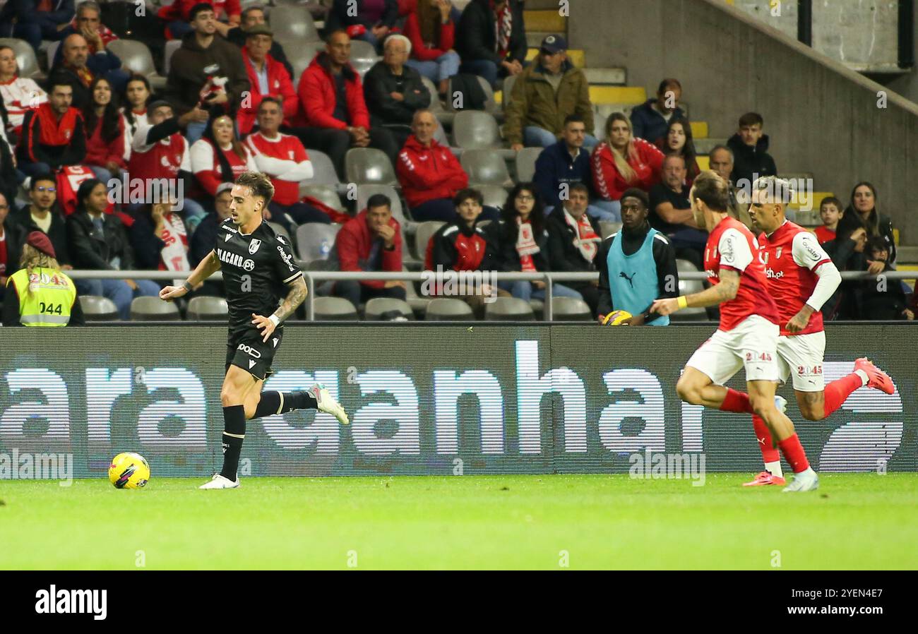 Braga, Portugal. 31st Oct, 2024. Estádio Municipal de Vizela Joao Mendes seen on action during the Taca da Liga 2024/25 match between SC Braga and Vitória SC at Estádio Municipal de Braga on October 31, 2024 in Braga, Portugal. (Miguel Lemos/SPP) Credit: SPP Sport Press Photo. /Alamy Live News Stock Photo