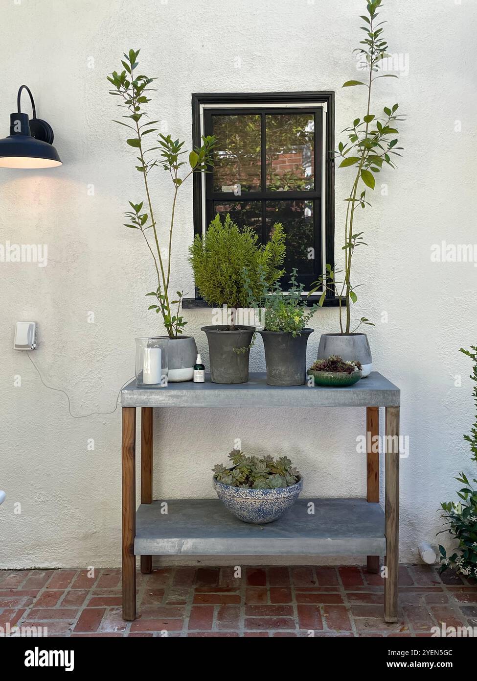 plant area outside of house - Smartphone Captured Stock Image