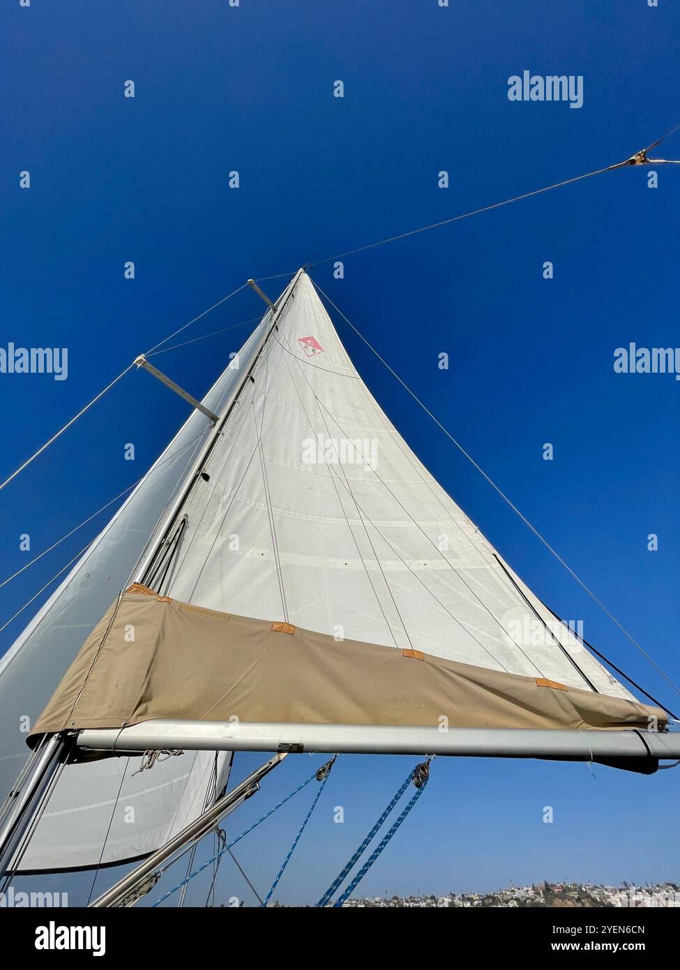 view of sailboat sail - Smartphone Captured Stock Image