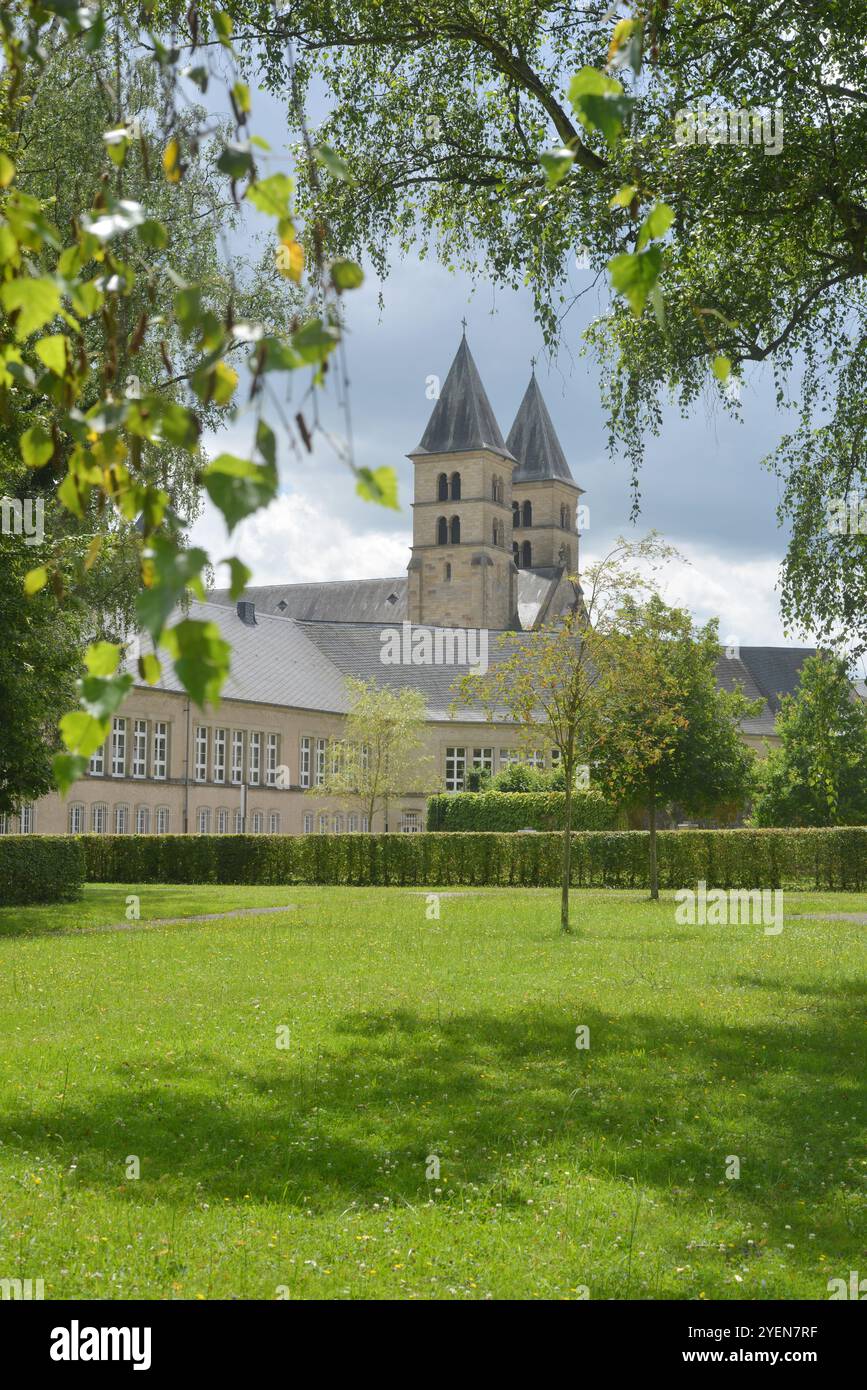 Monastery Echternach and Saint Willibrord Cathedrale, Luxemburg, vertical view Stock Photo