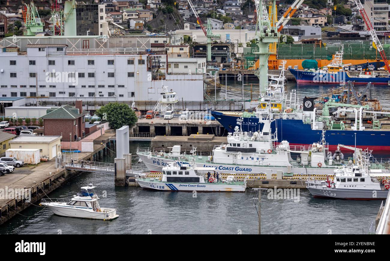 Japan Coast Guard ships moored at Nagasaki Port, Japan on 2 October 2024 Stock Photo