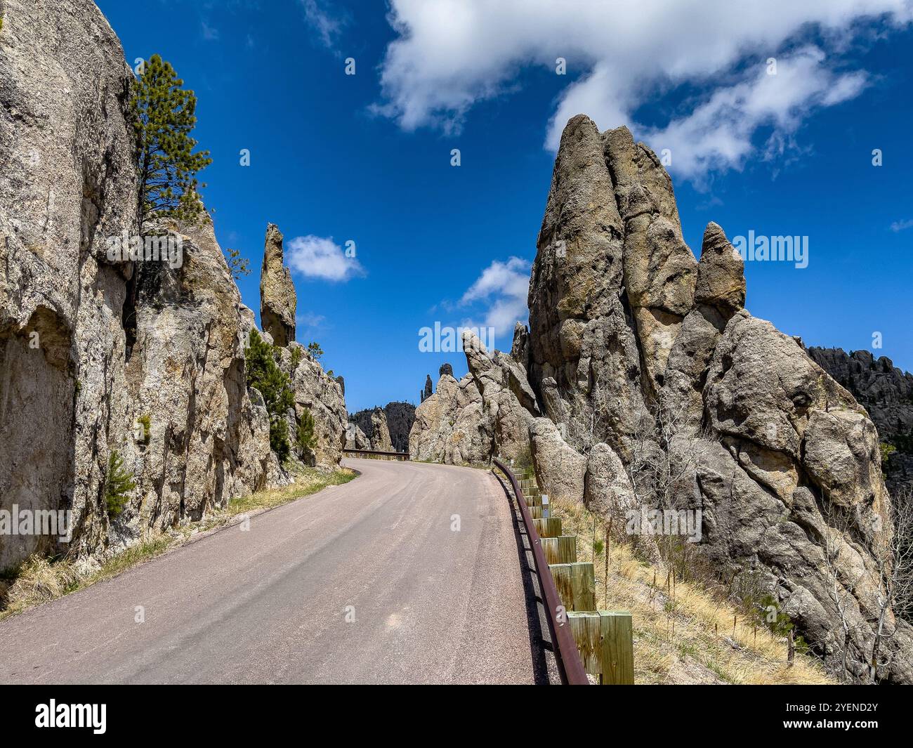 The Needles Highway and Rock Formations in Custer State Park, Black Hills, South Dakota Stock Photo