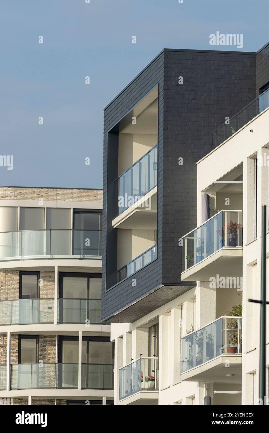 Picture of Graphic architectural detail of exterior luxury apartment facade in ...