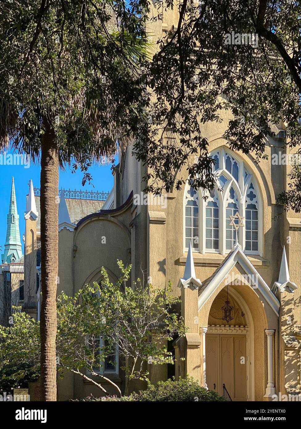 Congregation Mickve Israel, Monterey Square, Savannah, Georgia, USA - Smartphone Captured Stock Image