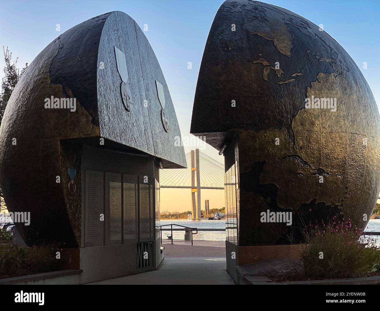 Cracked Earth Monument, River Street, Savannah, Georgia, USA - Smartphone Captured Stock Image