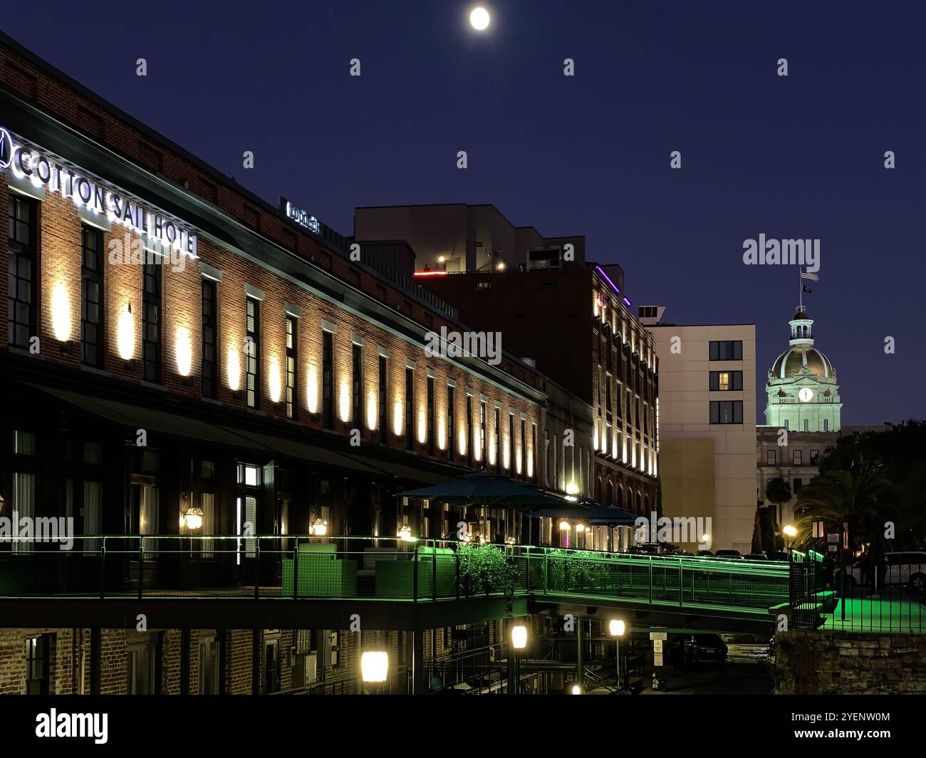 Warehouse District at Twilight in Savannah, Georgia, USA - Smartphone Captured Stock Image