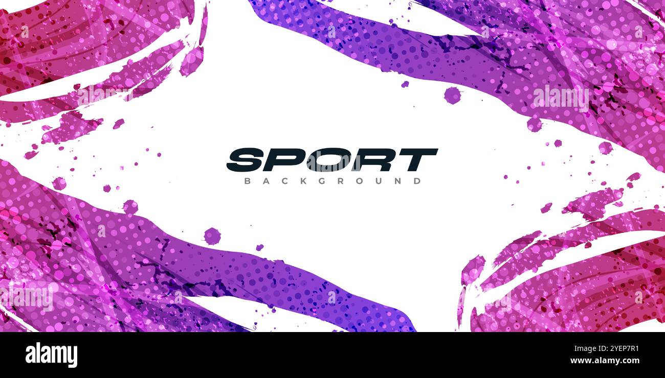 Abstract Sport Background with Red and Purple Gradient Brush Background. Grunge Brushstroke Element for Poster or Banner Design Stock Vector