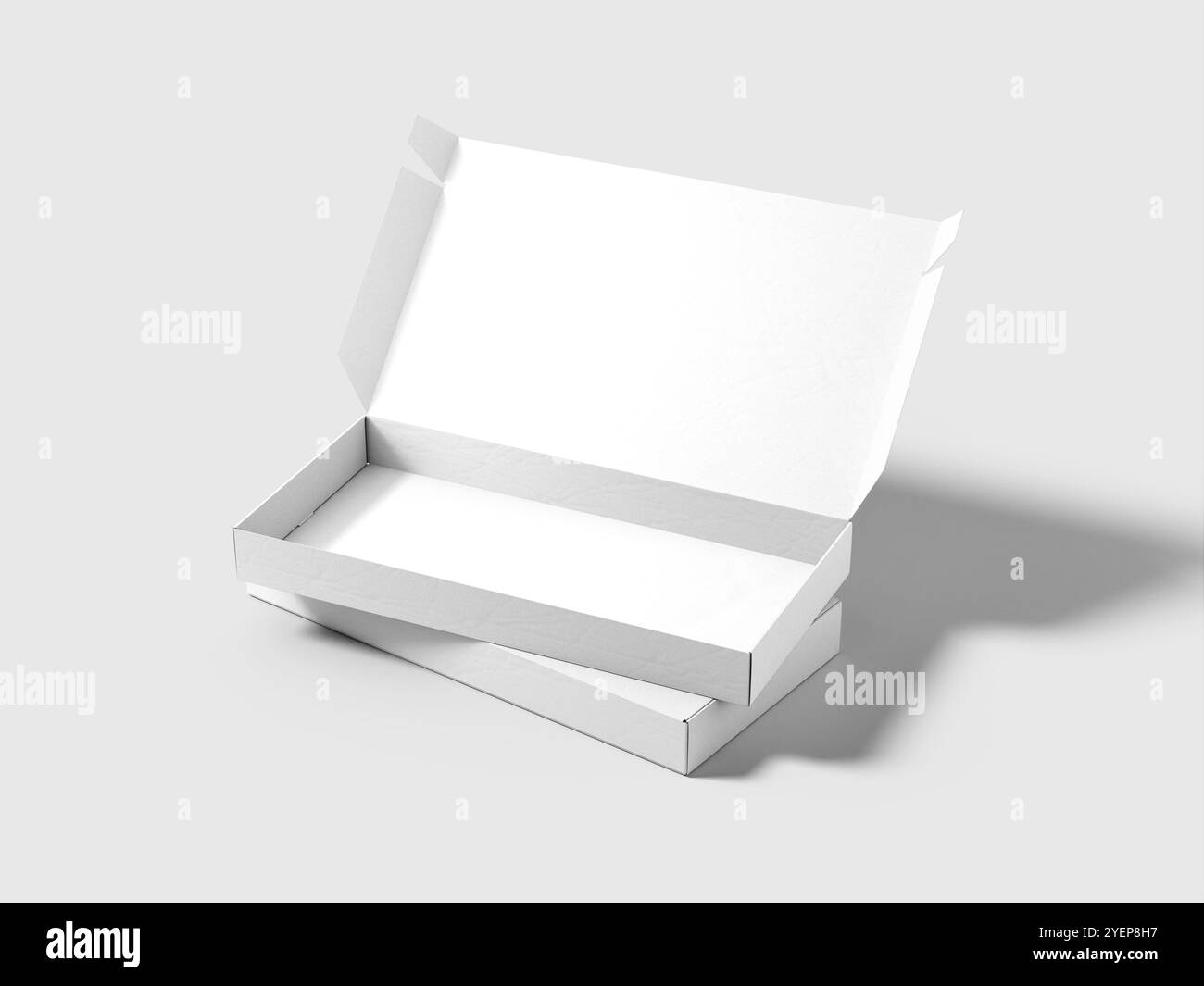 Blank Rectangular Cardboard Mailer Gift Box Isolated 3D Mockup Stock Photo