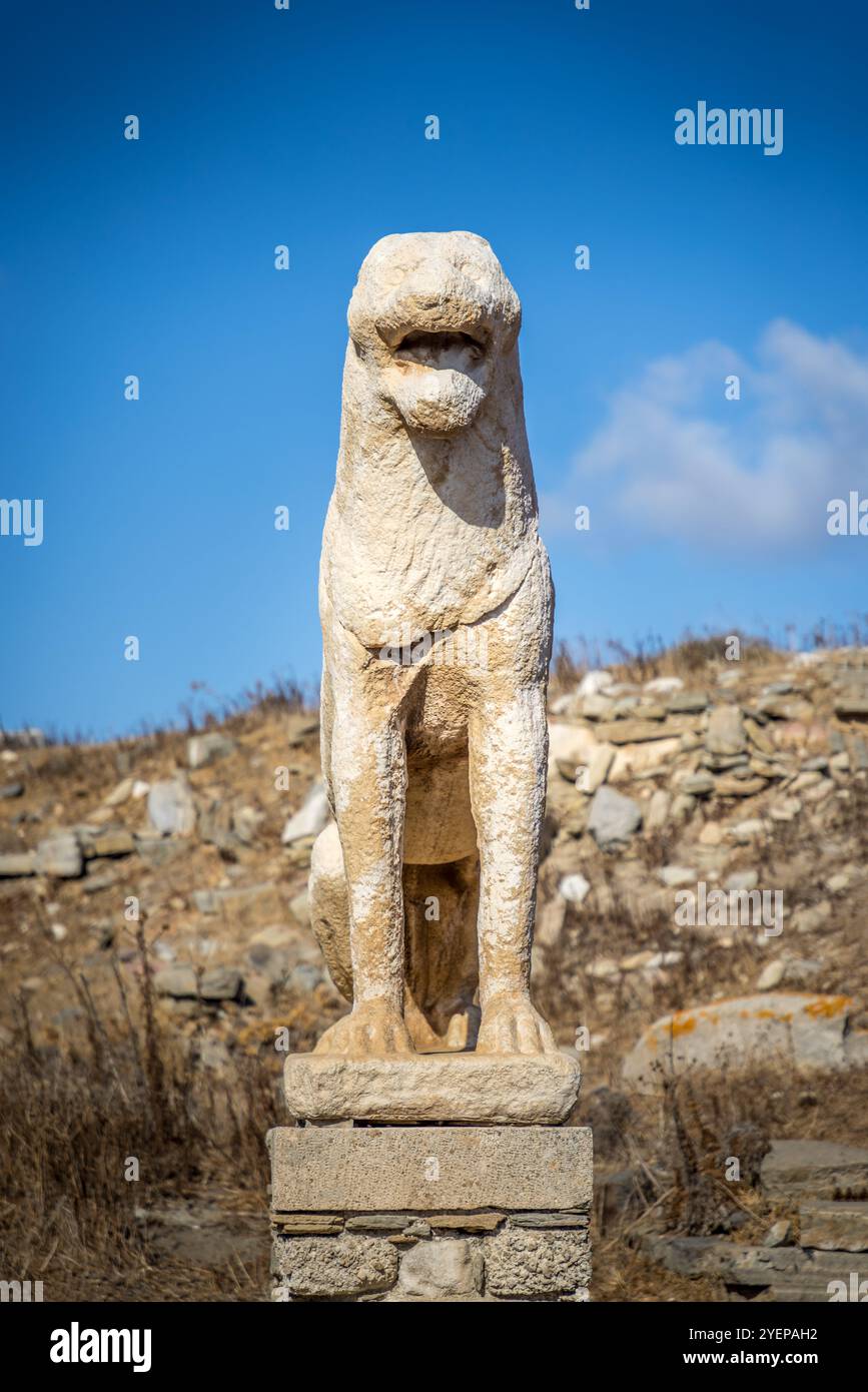 The Lions of the Naxians on the terrace of the lions, Delos Greece ...