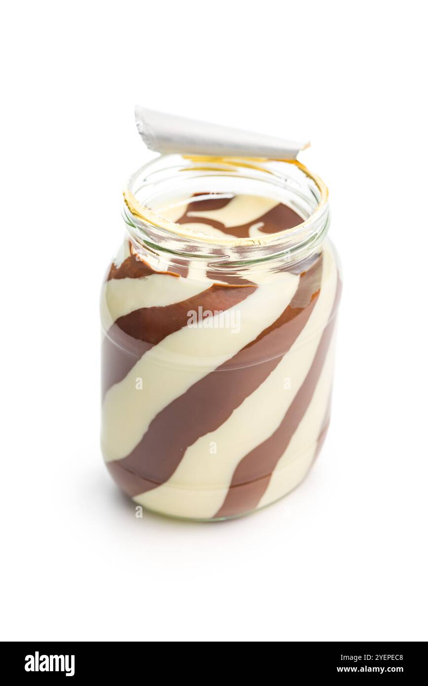 Chocolate cream spread isolated on a white background. Stock Photo