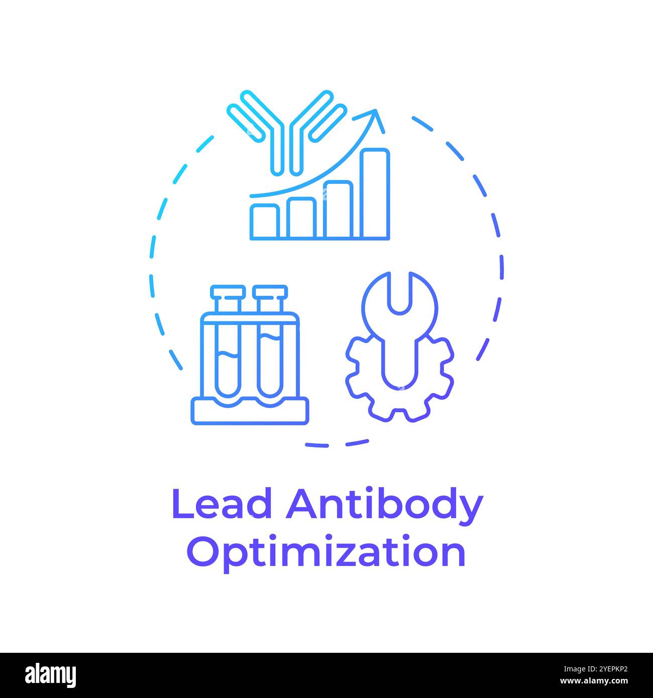 Lead antibody optimization blue gradient concept icon Stock Vector