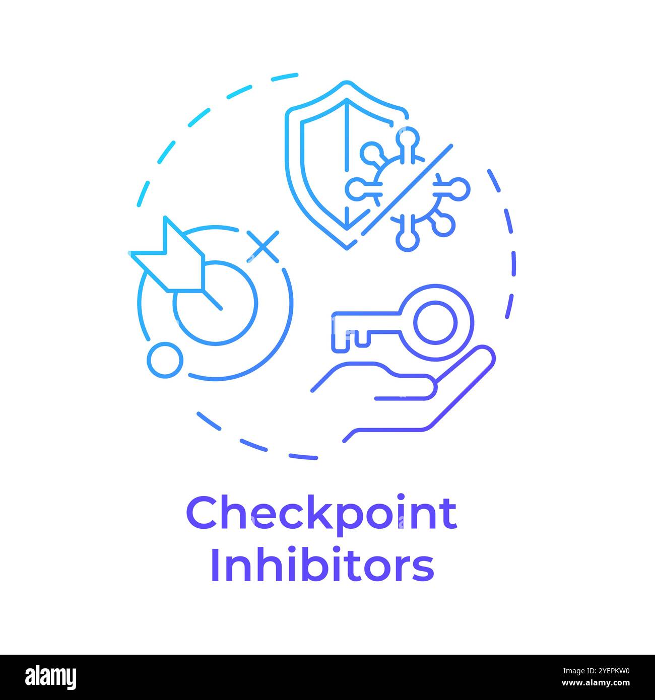 Checkpoint inhibitors blue gradient concept icon Stock Vector