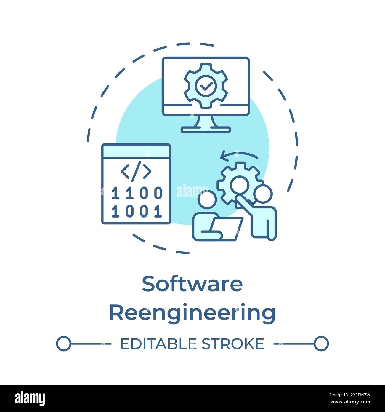 Software reverse engineering soft blue concept icon Stock Vector