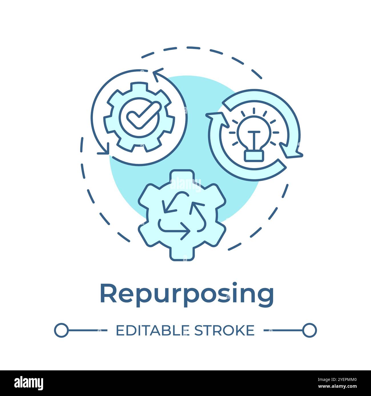 Repurposing soft blue concept icon Stock Vector