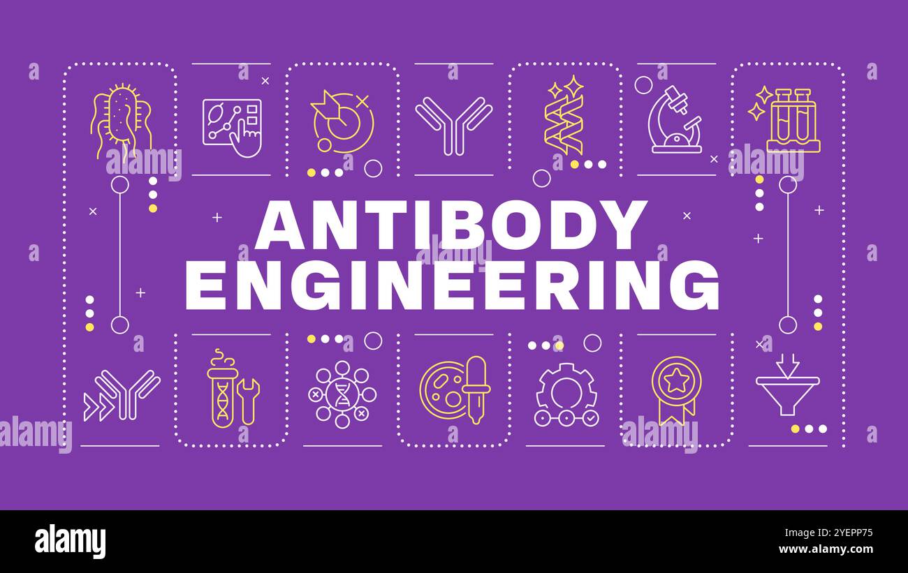 Antibody development purple word concept Stock Vector